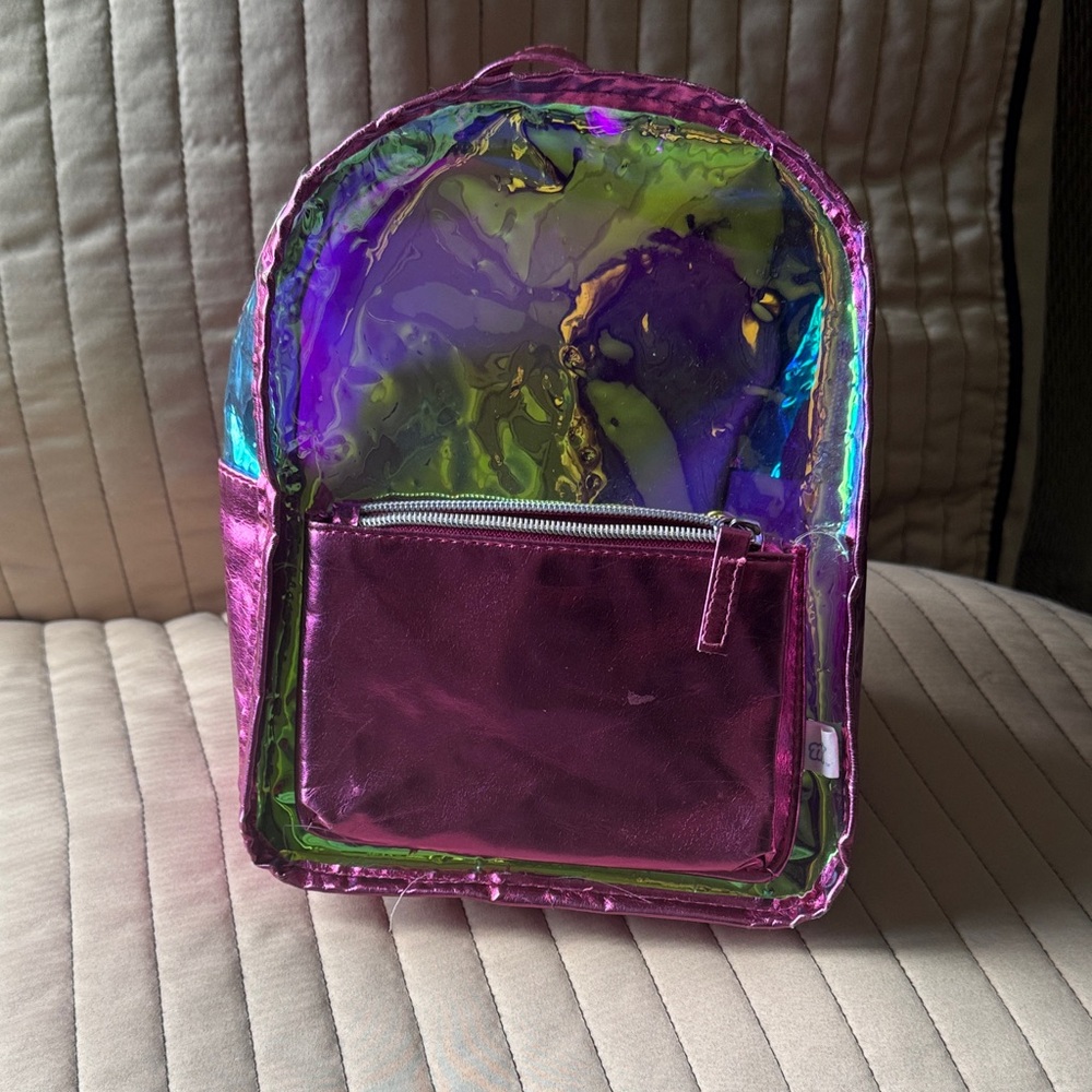 Holographic Backpack with Front Pocket